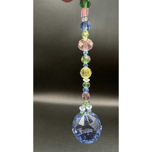 Beaded Suncatcher - Pastel Pink Blue Green Yellow - Blue Crystal Prism - Decor - Picture 4 of 12